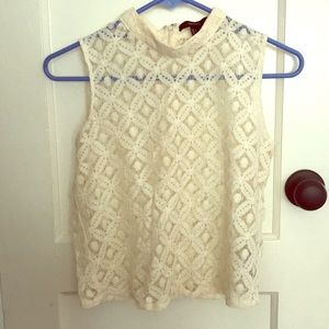 White high neck crop top